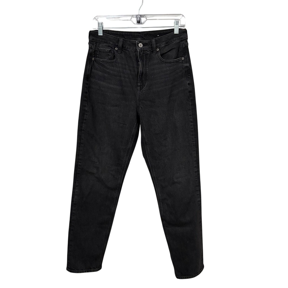 American Eagle Strigid Straight Leg High Rise Black Denim Jeans Womens 6 Grunge